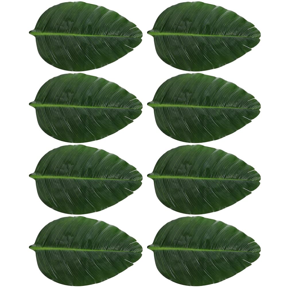 KichvoeHome Decor 8pcs Leaf Placemats Artificial Banana Leaves Placemats Hawaii Party Placemat Faux Tropical Leaves Placemats Dish Mats Table Mats for Luau Party Supplies Decor Plants Decor