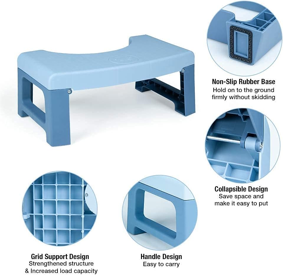 Pantula Toilet Stool Lightweight Squatting Step with Non-Slip Base 7'' Height Safe Healthier Proper Posture Simple Design for Kids Adults (Blue) : Health & Household