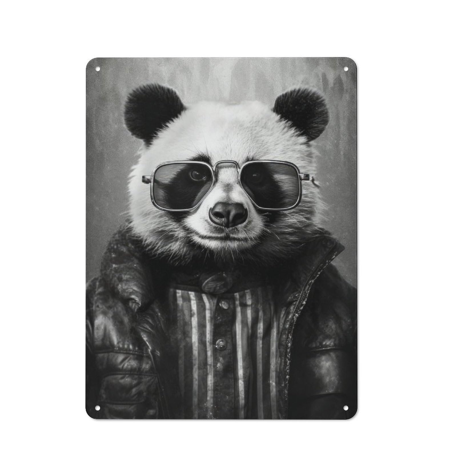 Junmoney Panda Animal Vintage Tin Sign 40X30cm With For Guest Room Or Hallway, Suited To Wall Displays In Guest Rooms And Hallways