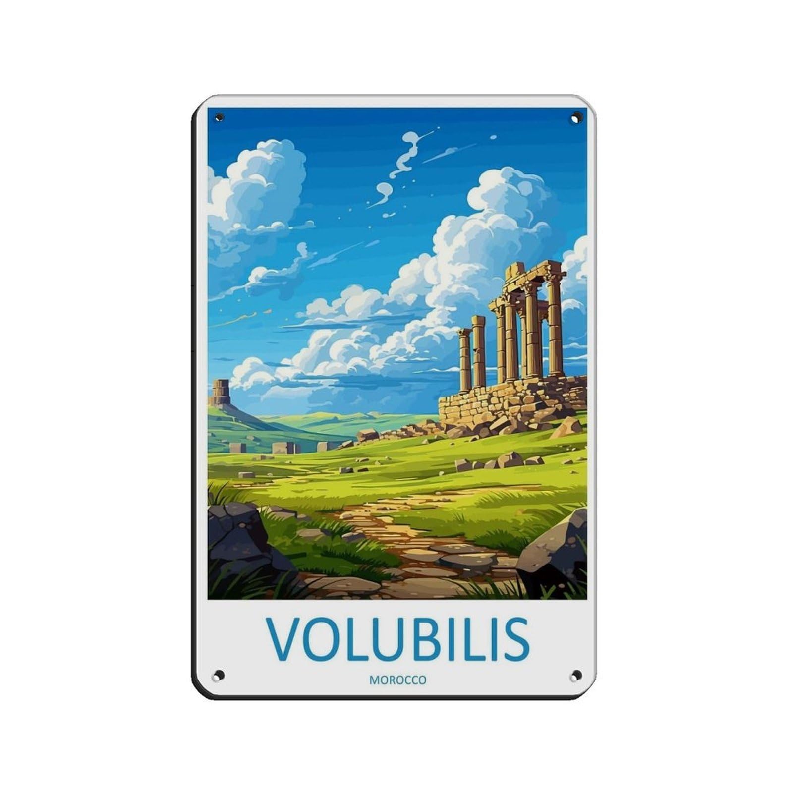 Volubilis Travel Art Morocco Art Lover Gift Tin Sign Vintage Metal Pub Club Cafe Bar Home Wall Art Decoration Poster Retro 8x12inch(20x30cm)