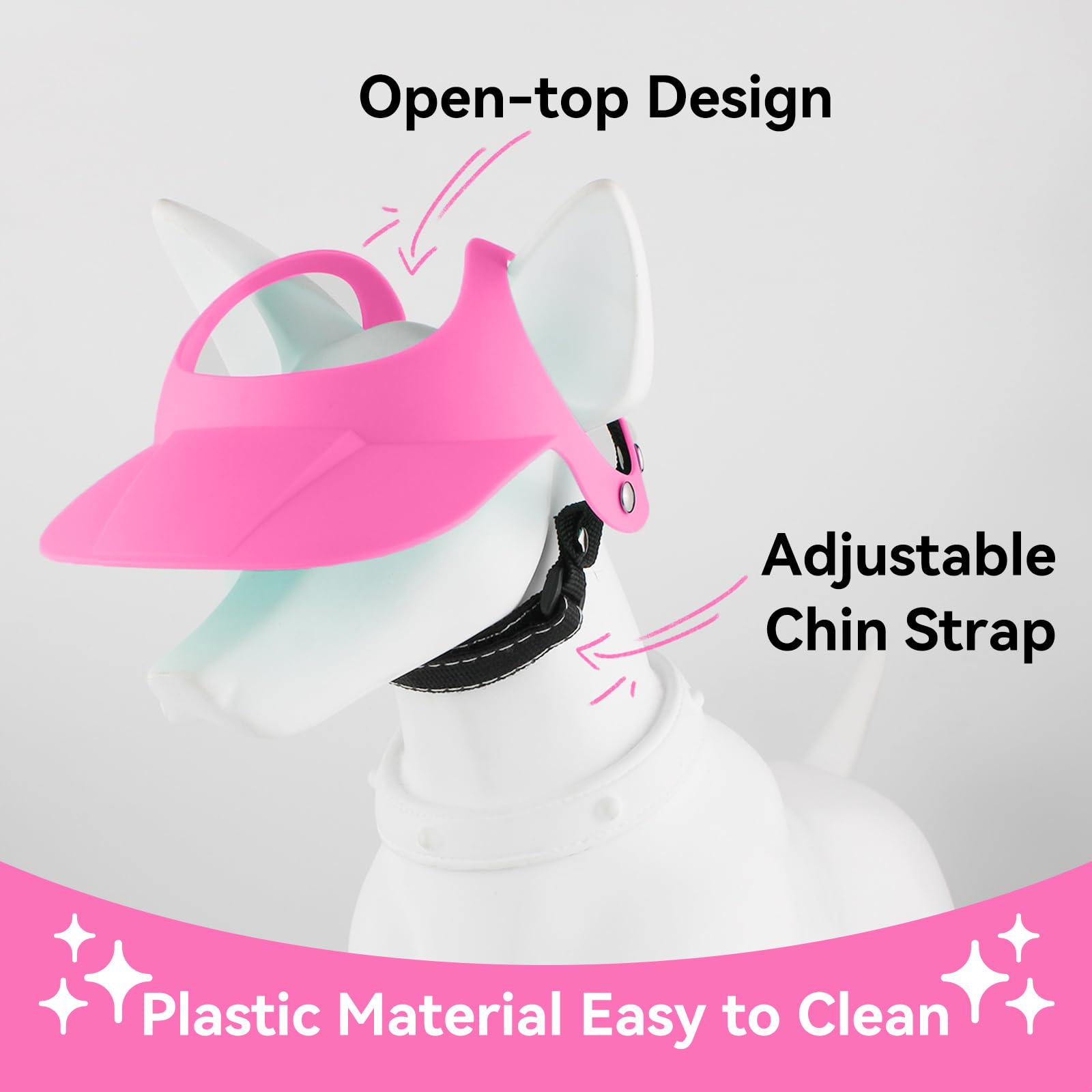 Dog Sun Hat Adjustable Puppy Cap with Ear Holes Summer Fashion Accessories for Small to Medium Dogs-Pink - Image 3
