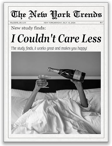 Arte de pared con titulares de periódico de moda, póster estético de portada de revista vintage, foto vintage en blanco y negro, póster feminista,