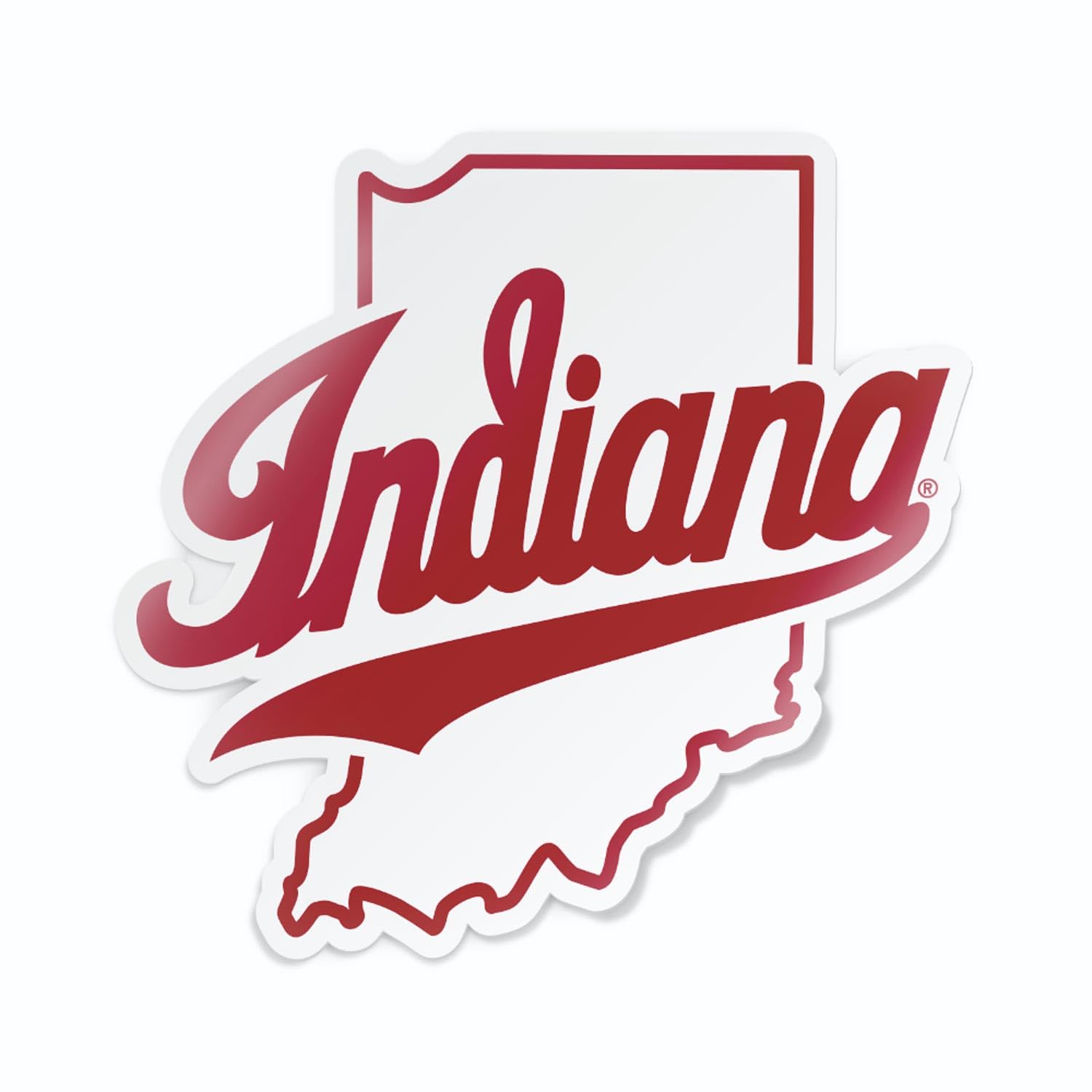 Indiana University IU Hoosiers Script Indiana Over State of Indiana Weatherproof Vinyl Sticker Car Decal from Nudge Printing