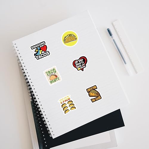 Miniatura 7 de Paquete de 62 calcomanías de tacos mexicanos, calcomanías de vinilo estético impermeable para botella de agua, patineta, laptop, teléfono, diario,