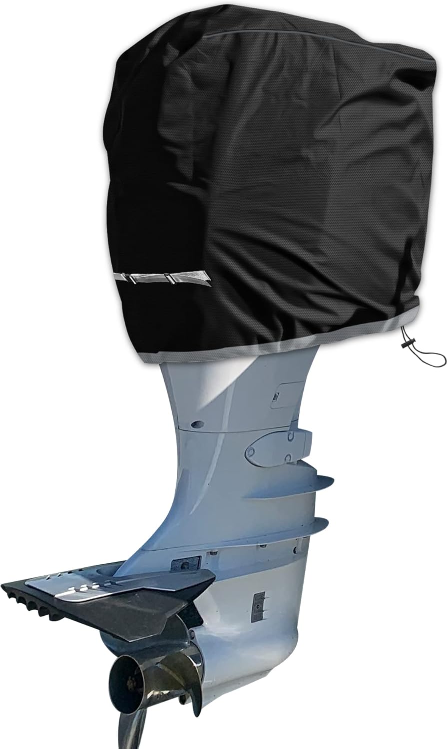 Outboard Motor Cover, 600D Waterproof Boat Motor Cover, Resistant No Fading Boat Engine Hood Covers, Motor Hood Cover Fits 150-225HP, Black, 28" L x 19" W x 28" H