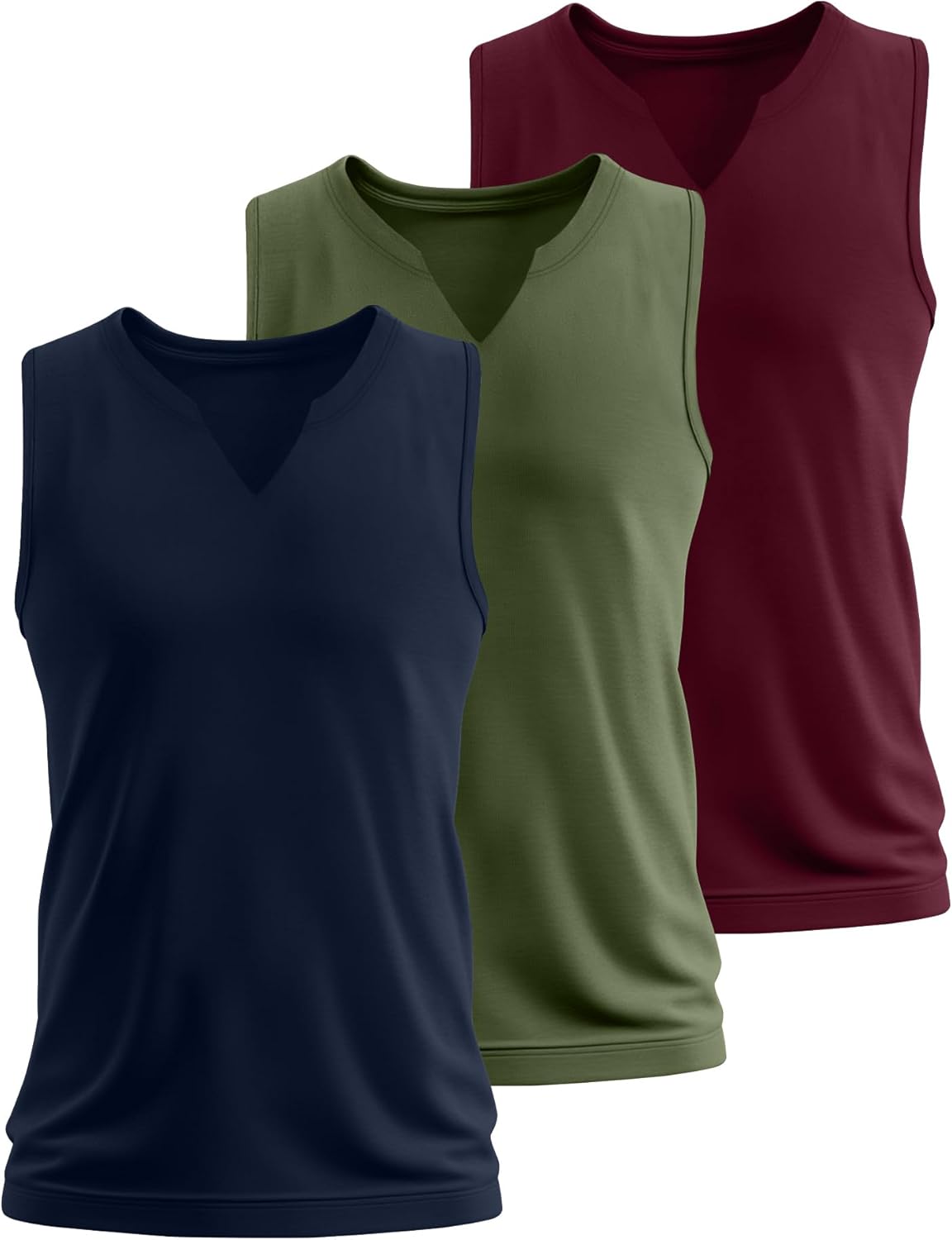 Ficerd 3 Pack Men's Big and Tall Muscle Tank Tops V Neck Sleeveless Shirts Plus Size Summer Casual Lightweight Tees