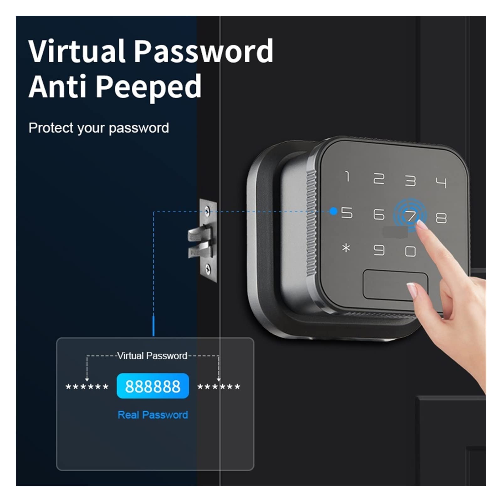 Inteligentny zamek do drzwi, Smart Develolt Wejście Keyless Elektroniczny ekran dotykowy Front Bluetooth Aplikacja Control PassCode Ekeys Udostępnianie zamka drzwiowego(Coffee)