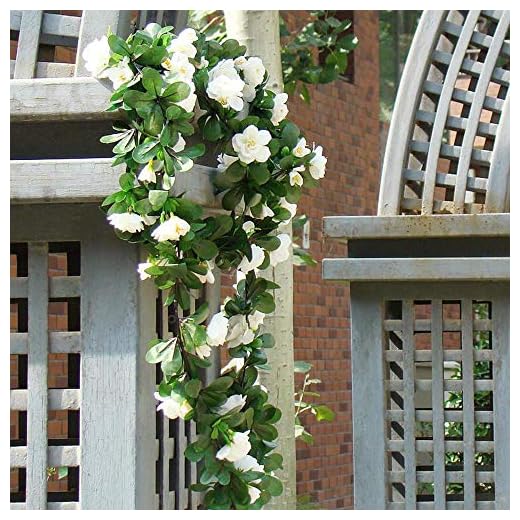 NewZC 2-pack 2,35 m konstgjord silkesblomma murgröna klätterväxt falsk hängande 24 blommor 56 blad falska klätterblommor växter konstgjord blomma hotell kontor hem bröllop fest trädgård hantverk konst inredning - vit