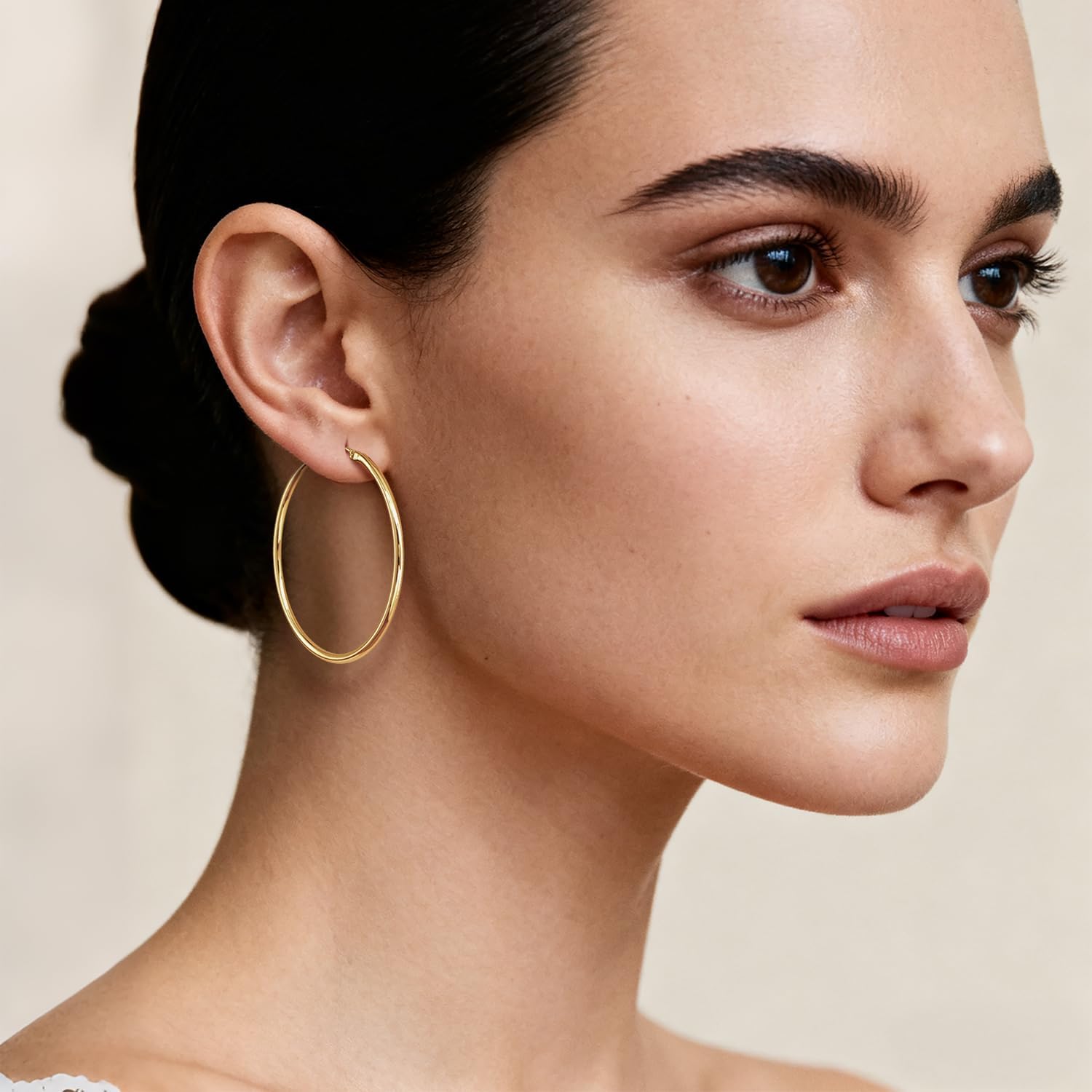 14K Gold Hoop Earrings for Women 14K Gold Earrings for Women Gold Hoops Earring for Womens Hoops Elegant Silhouette and Simple Beauty Hoop Earring for Womens 15/17/20/25/30/40/50mm - Image 4