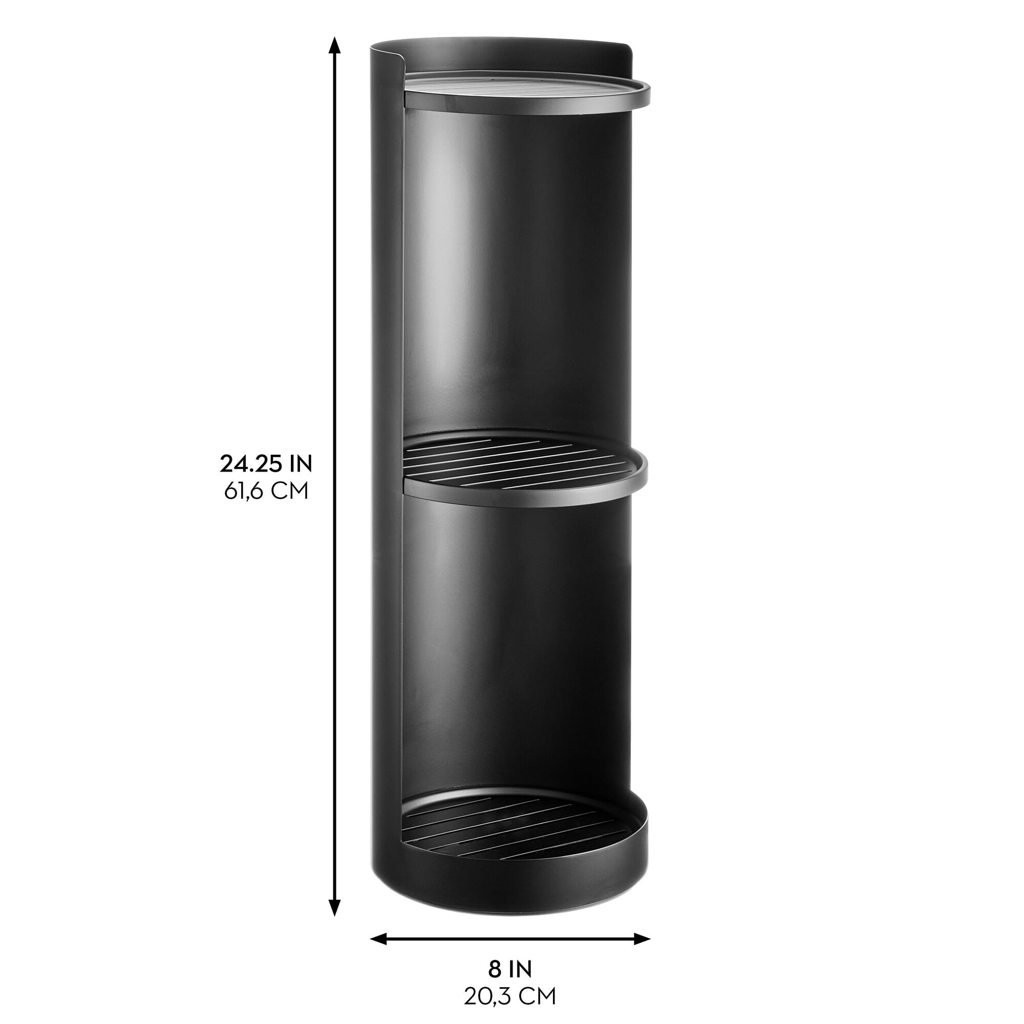 iDesign Freestanding 3 Bathroom Organizer-Matte Black Three Tier Rotating Shelf