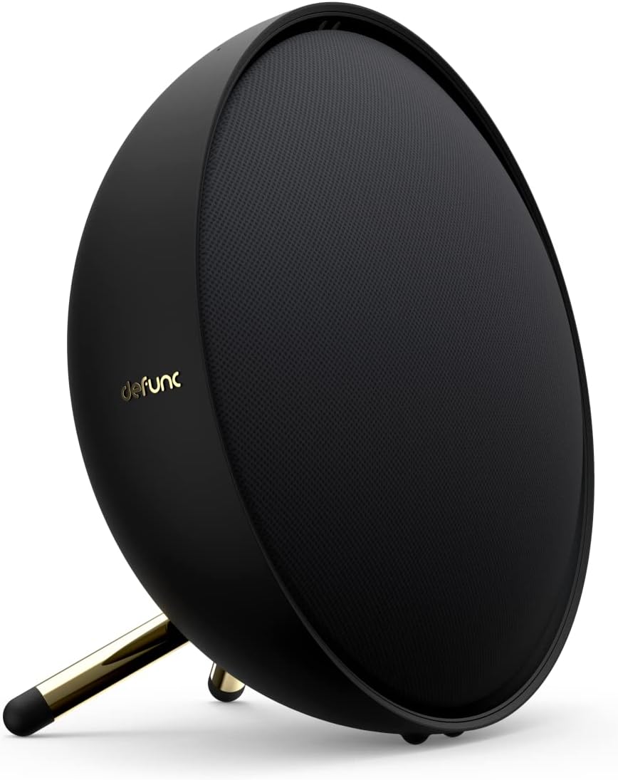 Defunc Home speaker on a stand, angled view