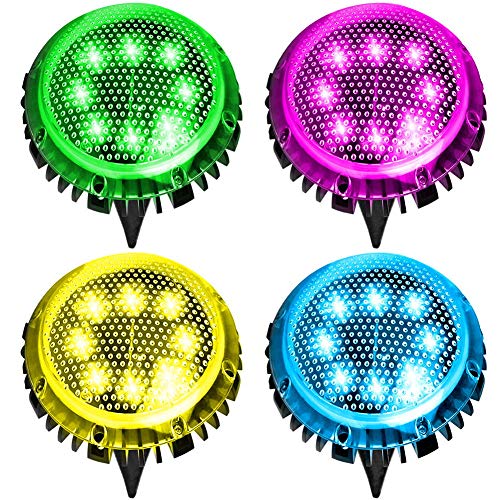 Solar Ground Lights Outdoor - Solar Lights Outdoor Decorative Garden Solar Lights Color Changing Led Solar Powered Pathway Lights Pathway Outdoor Landscape Lighting for Lawn/Patio/Yard/Walkway