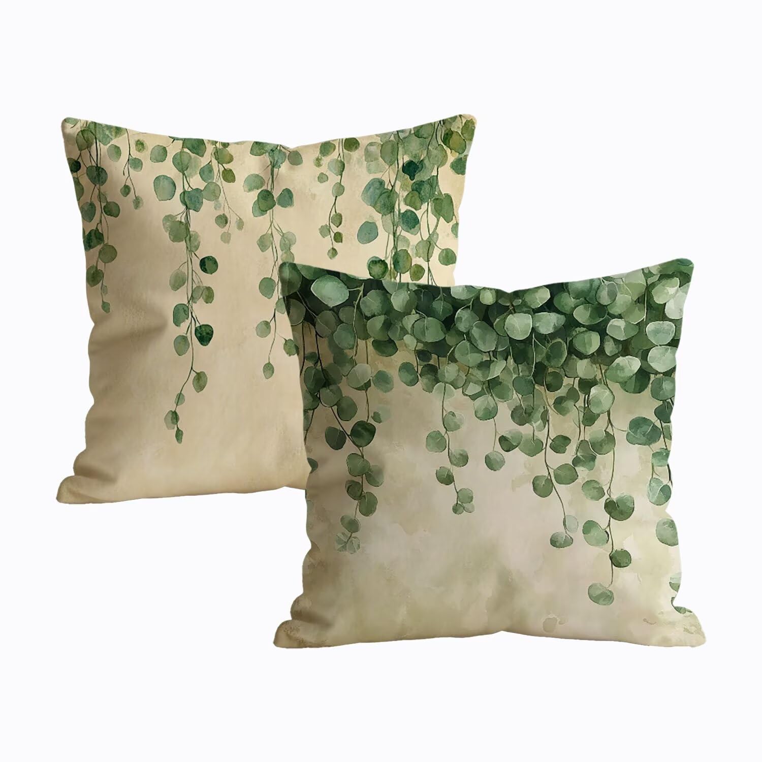Federe Cuscini Pianta Impermeabile 60 x 60 Velluto Copricuscini Divano Set da 2 Marrone