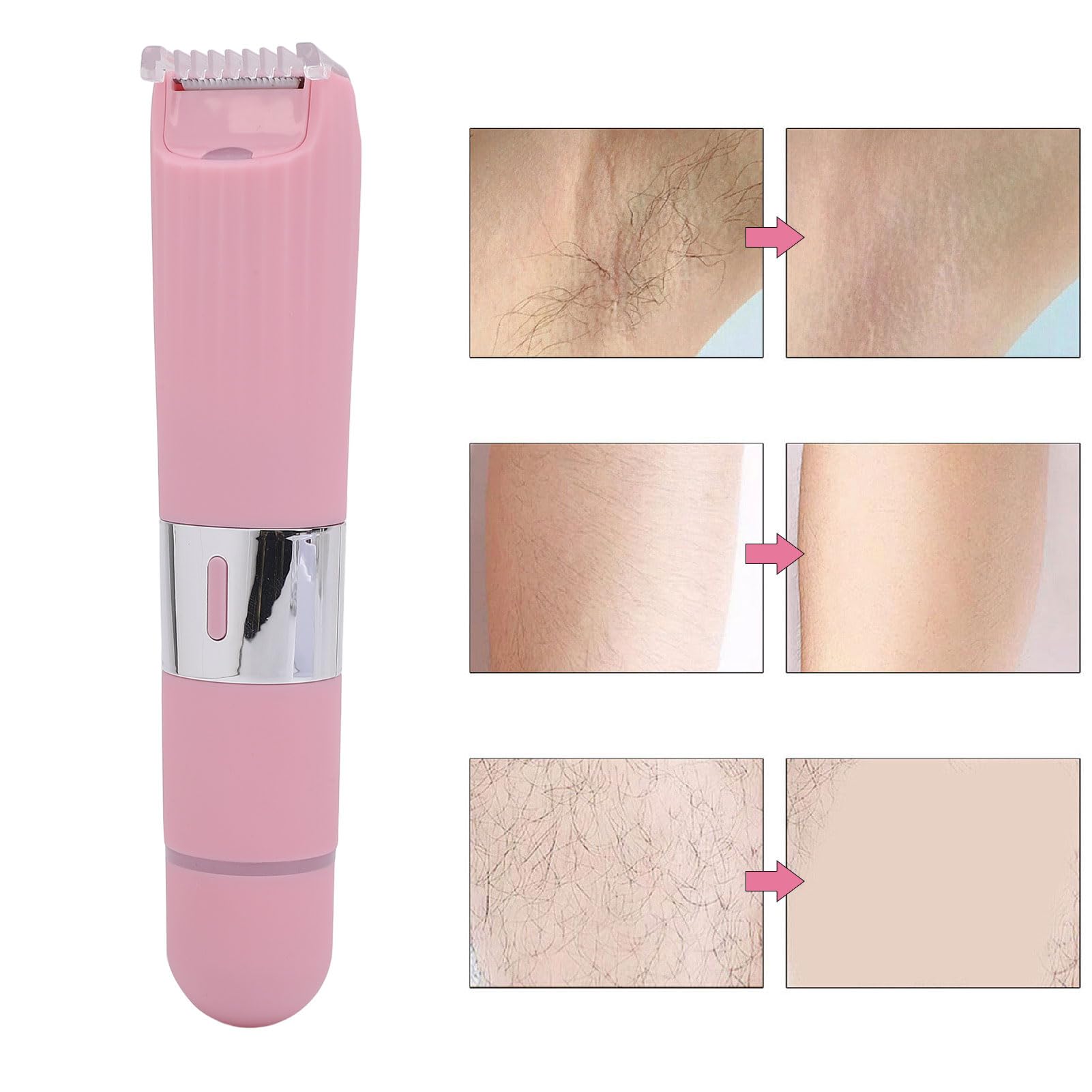 Depilador Eléctrico Corporal 2 en 1 para Mujer, Cabezal Doble para Rostro, Labios, Barbilla, Zona Íntima, Axilas y Piernas, Suave para Piel Sensible, Compacto y Seguro para Viajes