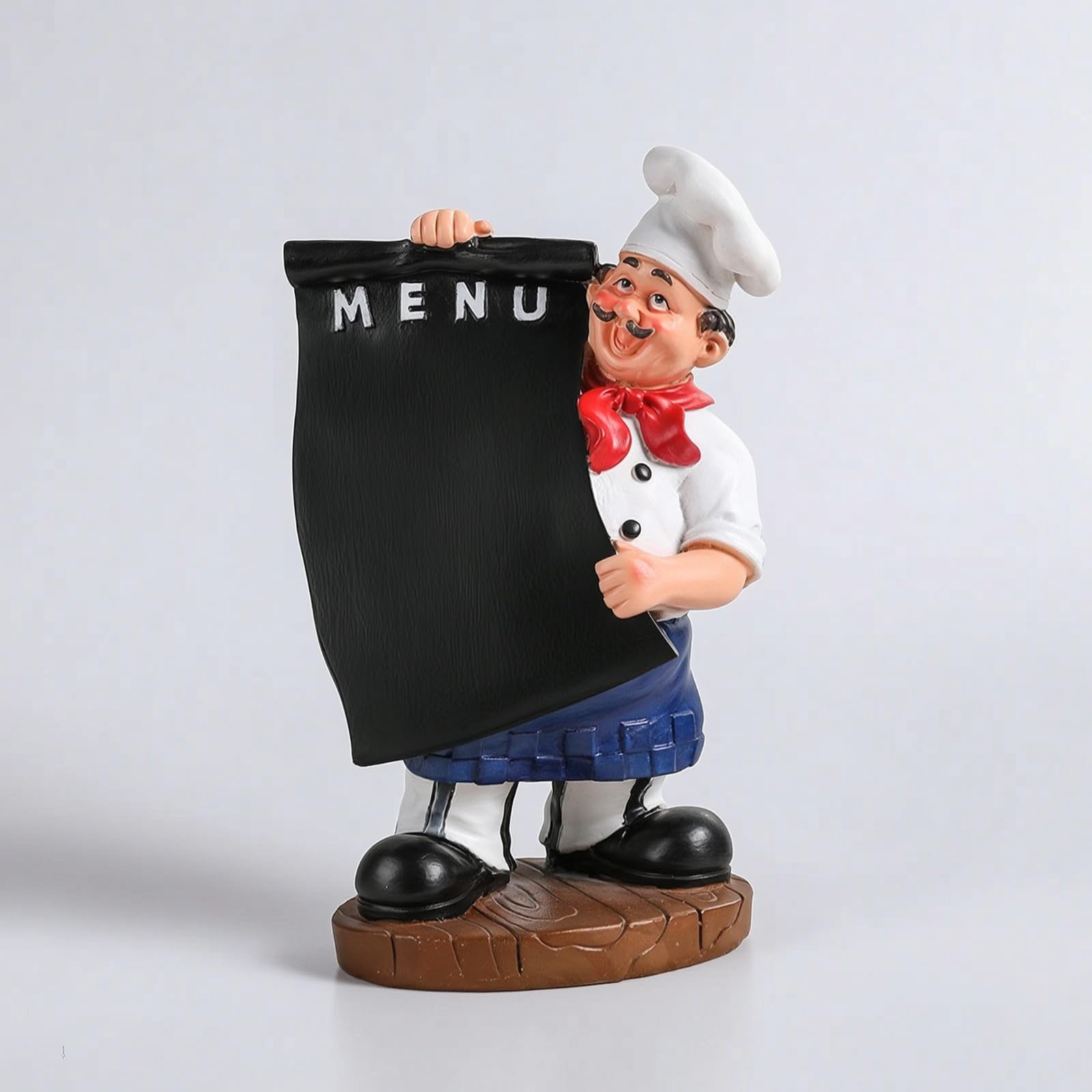 Qectial Statua Chef Portabottiglie Scultura, Chef Con Lavagna Menu E Rose, Stile Europeo