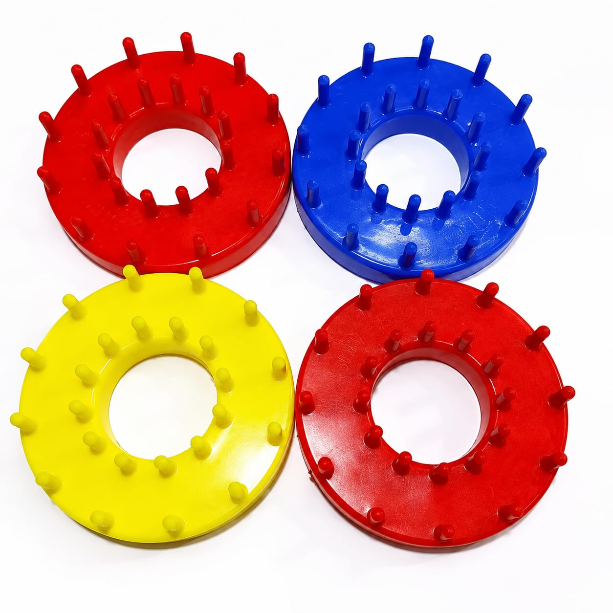 khusha creations round knitting loom ring set of 4 multicolor plastic knitting circles for diy yarn weaving, hat making, scarf knitting, craft projects, beginner-friendly loom knitting tool kit