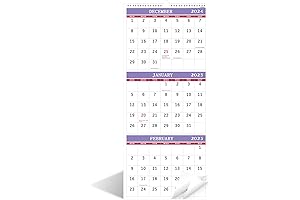 2025 Wall Calendar: 3-Month View, Purple