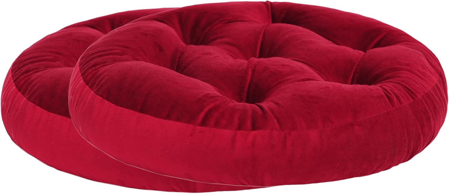 2-Pack Outdoor/Indoor Wicker Patio Seat Cushion Pad, Water Repellent, 18.5-Inch, Dining Chair Cushion, Set of 2 (Angola Red)