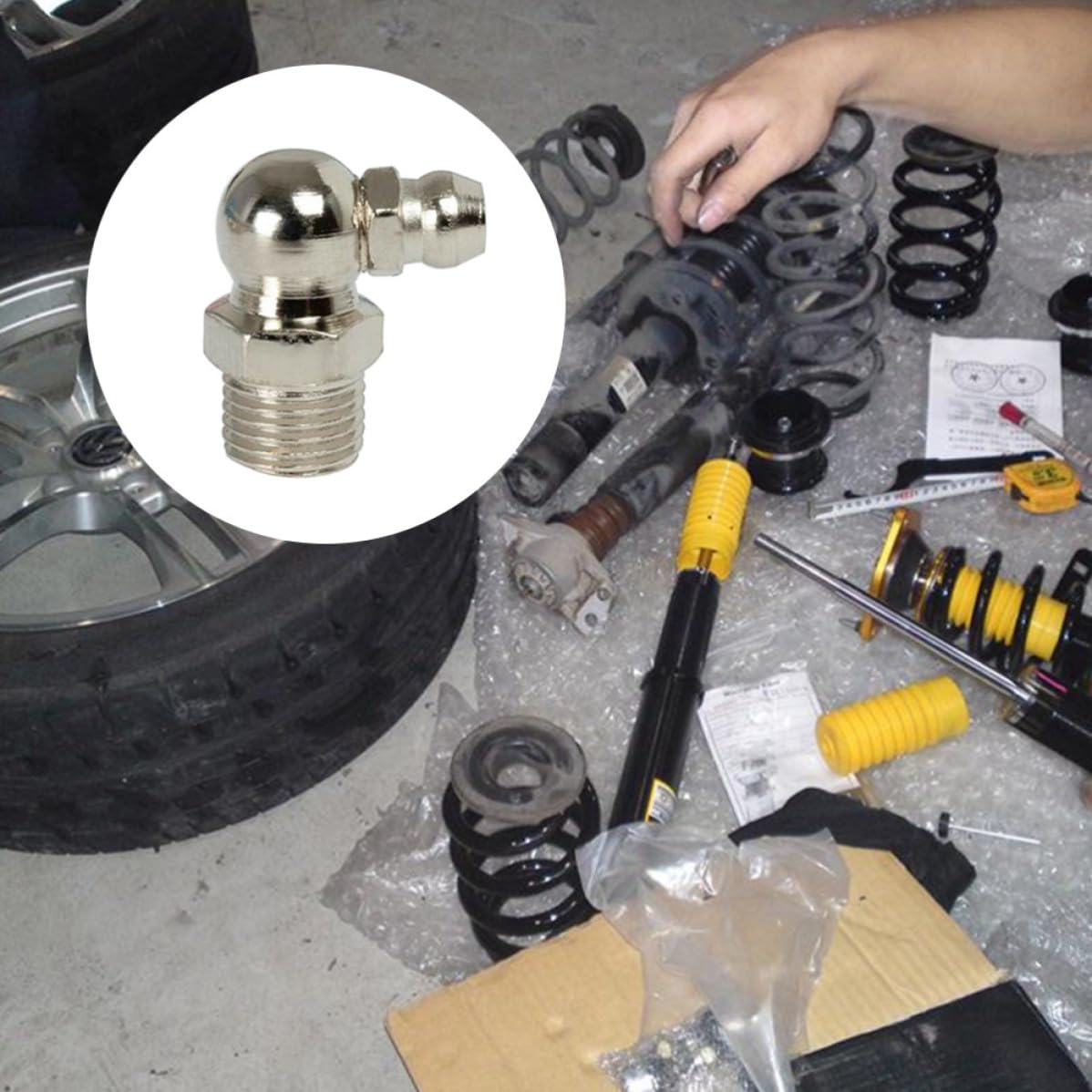 260 Pièces Graisseur Hydraulique en Fer Galvanisé Argenté M6 M8 M10 Raccords Droits et Coudés 90° pour Lubrification Mécanique et Assemblages Automobiles