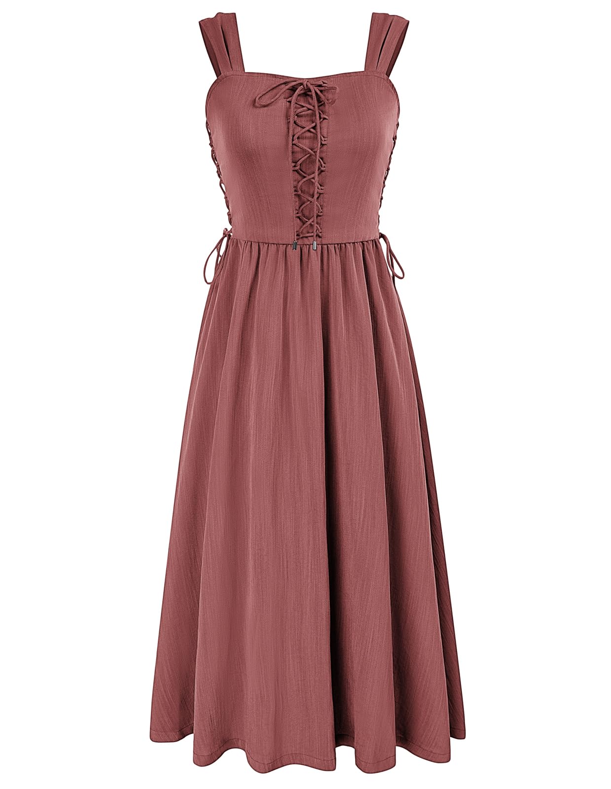 SCARLET DARKNESS Corsagenkleid Damen Ärmellos mit Schnürung Mittelalter Cottagecore Kleid