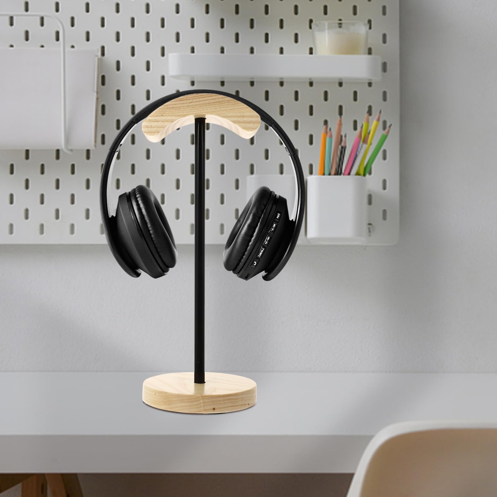 jojofuny Supporto Per Cuffie Legno Stand Per Headset Gaming Porta Cuffie Stabile Con Design Ad Supporto Da Tavolo Per Casa e Negozio