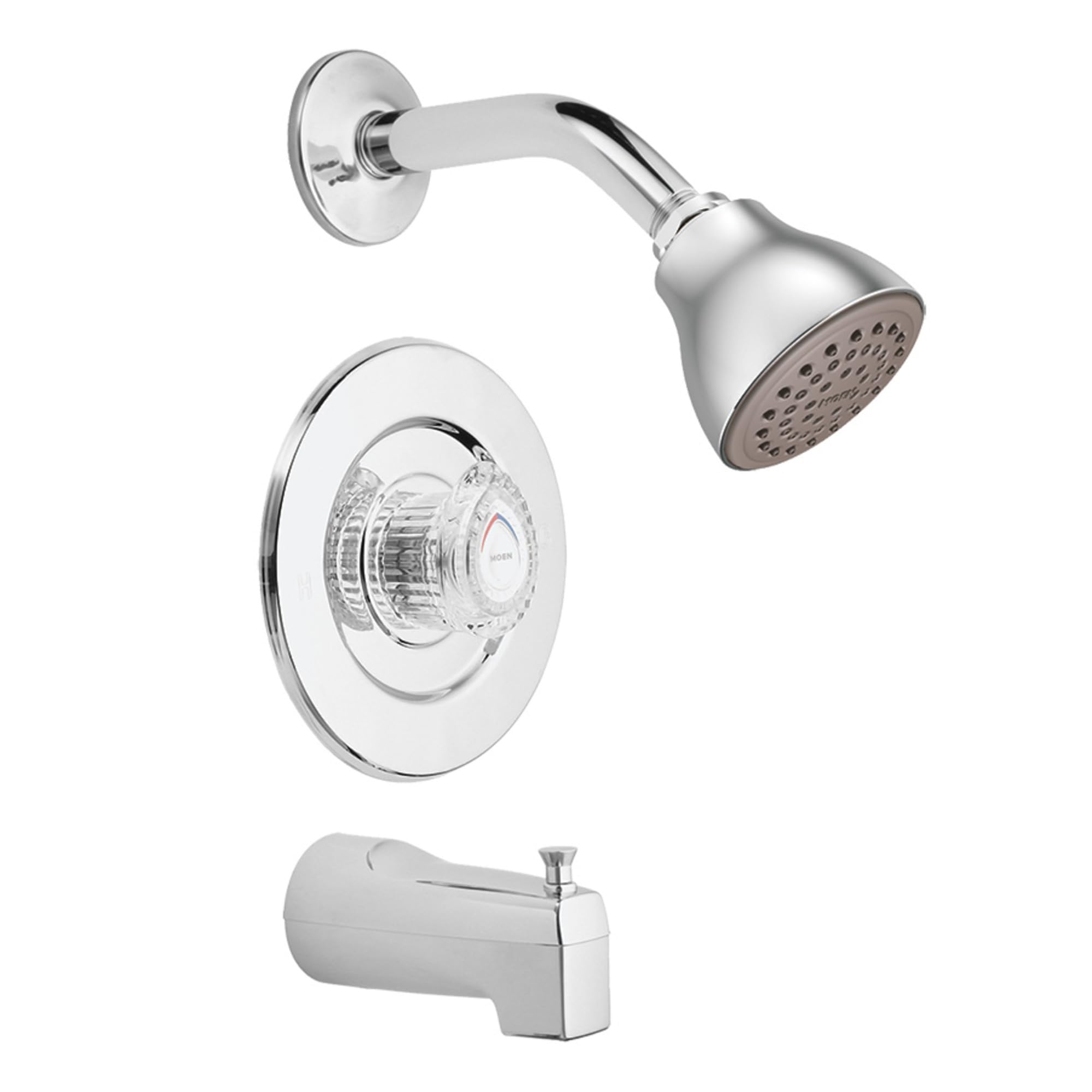 Moen Chrome Chateau Tub and Eco-Performance Shower Trim Featuring Showerhead, Shower Knob, and Tub Spout, Valve Required, T471EP