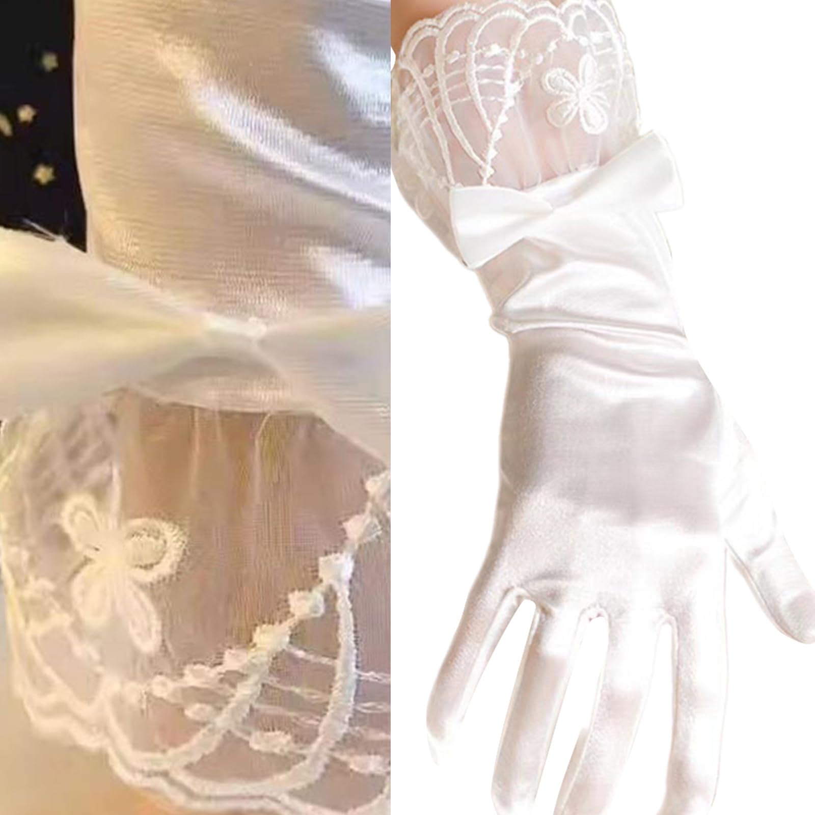 GUUDDAY Elegant Gloves Lace Full Finger For Proms Concert Evening Banquet Accessory Short Gloves For Bride And Bridesmaids