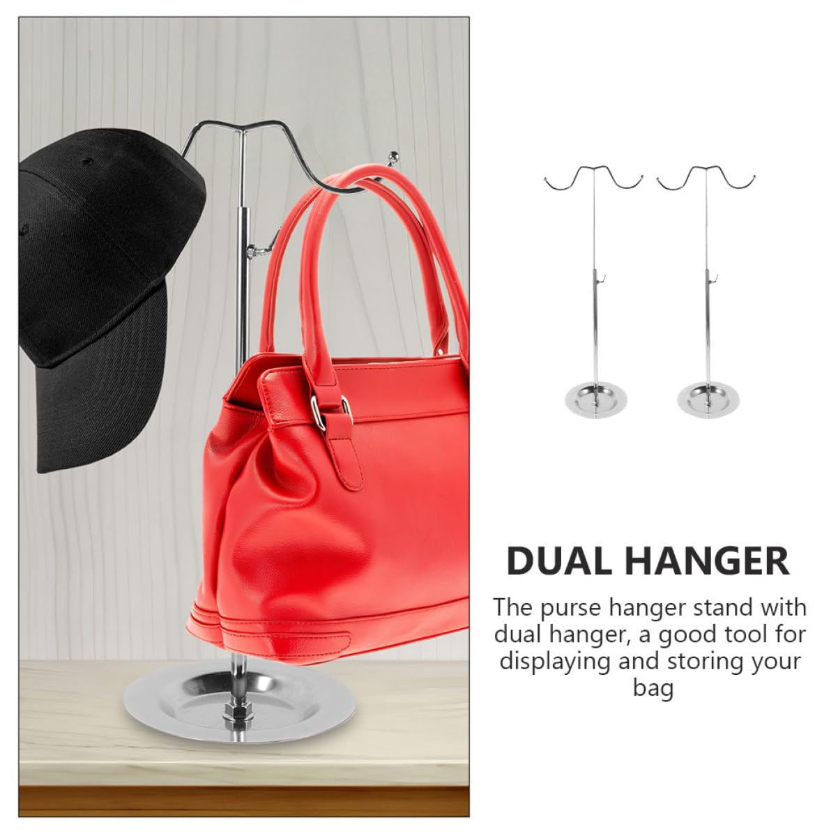 VALICLUD 2piezas Soporte Ajustable De Metal Para Bolsos Expositor Con Doble Colgador Resistente y Seguro Para Mesa Organizador Para Hogar y Tienda