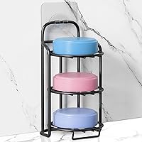 Yoshiky 3-Tier Stainless Steel Shower Soap Holder - Self-Adhesive or Freestanding Draining Caddy for Shampoo Bars & Soap