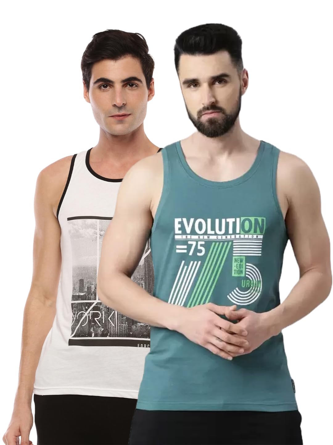 force nxt Printed Gym Vest for Men Pack of 2 | Super Combed Cotton Gym Tank | Regular Fit, Scoop Neck Ganji | Breathable, Sleeveless Men's Sports & Yoga T-Shirt-picture-49