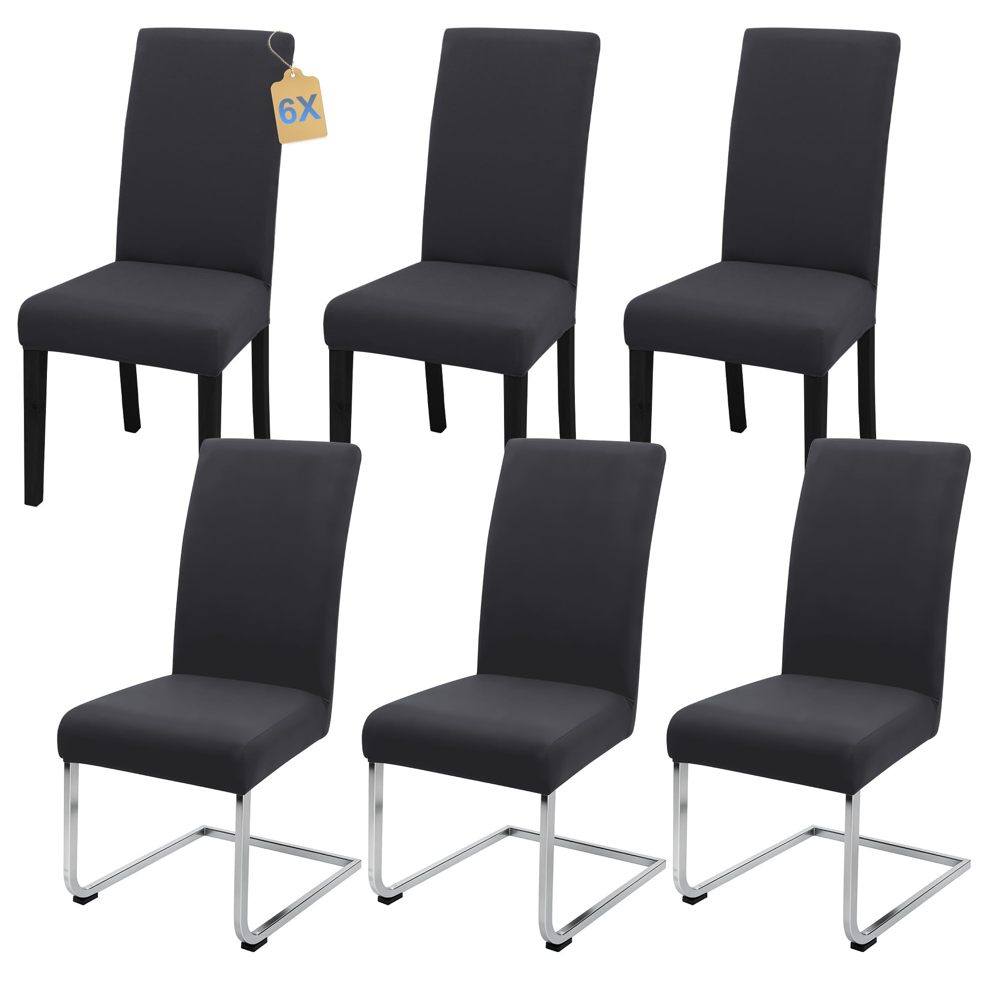 SUKAIKEQA Dehnbarer Stuhlbezug, Hochstuhlbezug, Bürostuhlbezug, (Satz 4/6/8 Stück mit Rückenlehne), geeignet für Wohnzimmer, Küche, Party und Hotel