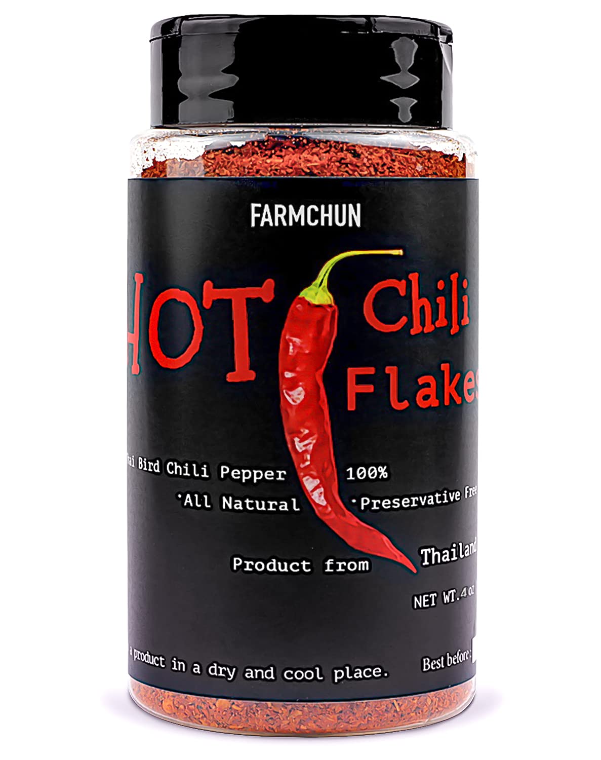 FARMCHUN:Thai Chili Flakes4oz, Spicy Lover, Taste of Variety, Essential Spice Seasoning for Cookshelf Kitchen, Making Kimchi, Chili Oil, Tacos, Pizza, Salads, and Stir-fry