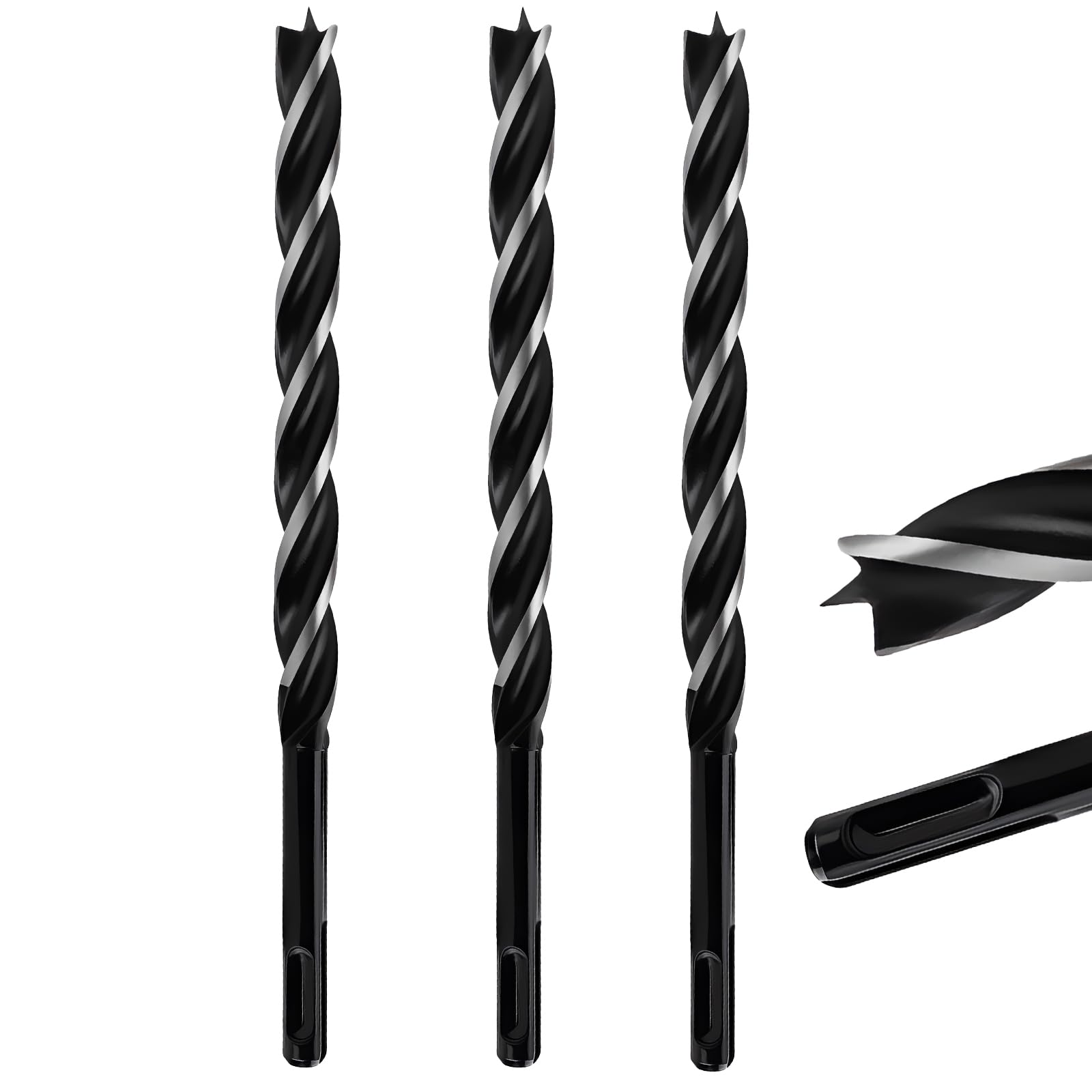 MOXPIFY Extra Long 14mm x 230mm Auger Drill Bit 3pcs SDS Plus, SDS Wood Auger Drill Bits for Woodworking