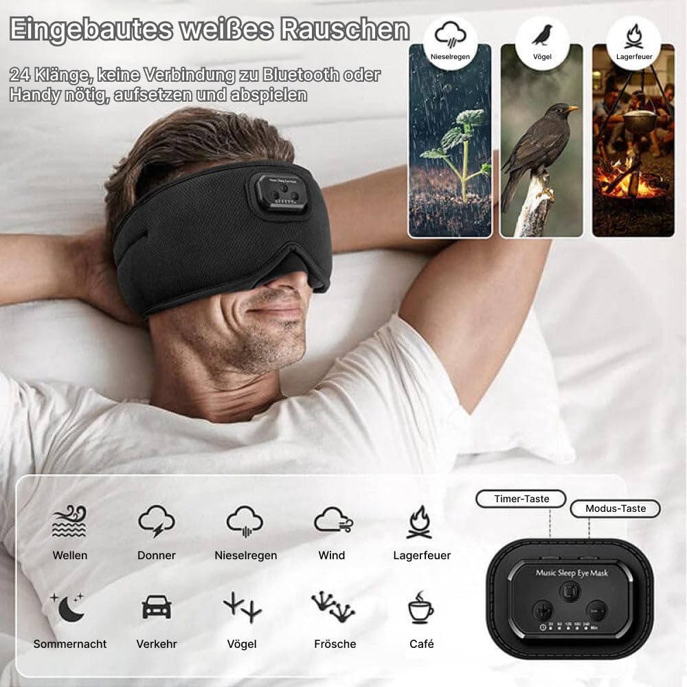 SnooZony - Wissenschaftlich Bewährte Schlafverbesserung Erleben 3D Schlafmasken Kopfhörer – 100% Verdunkelung, Bluetooth Augenmaske für erholsamen Schlaf, Reisen, Entspannung und Meditation