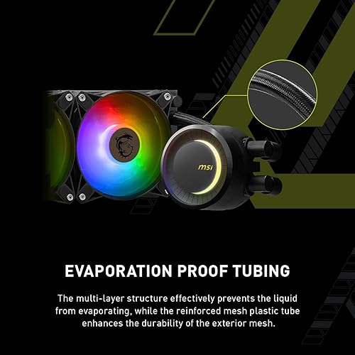 Miniatura 6 de MSI MAG CORELIQUID E240 - Enfriador líquido de CPU AIO RGB - Radiador de 9.449 in - Ventiladores dobles ARGB PWN de 4.724 in.