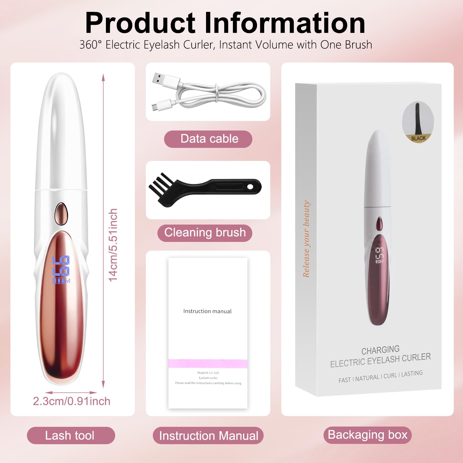 Piegaciglia Elettrico,Piegaciglia Riscaldato,Elettrico Arricciaciglia,Heated Eyelash Curler,Heated Lash Curler,4 Livelli di Temperatura,Intelligent Power Off,Per tutte le ciglia (Bianco)