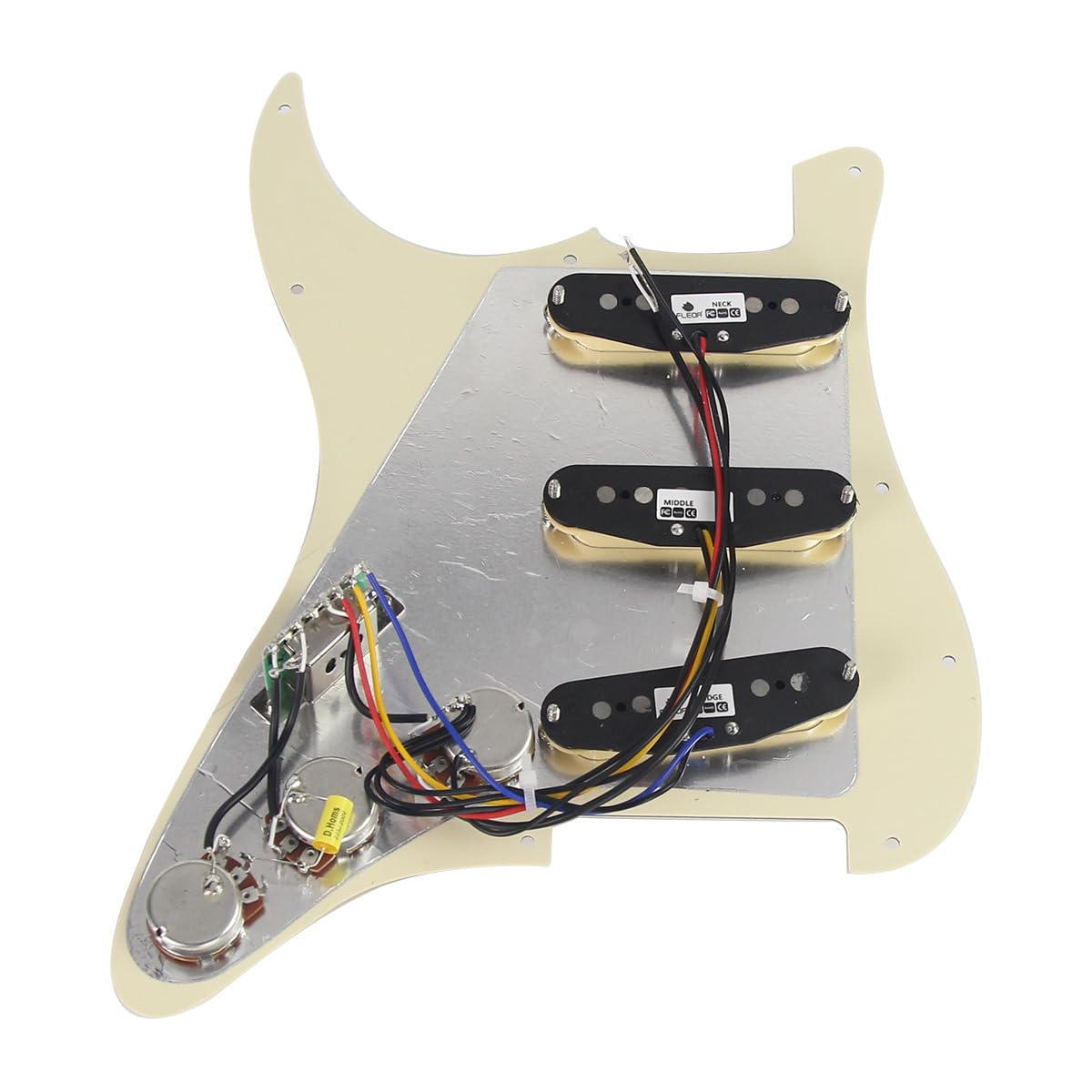 SSS 3-laags Voorbedrade Geladen Slagplaat Scratchplate Backplate Met Pickups Kits Voor St Elektrische Gitaren Vervangingsonderdelen Wit