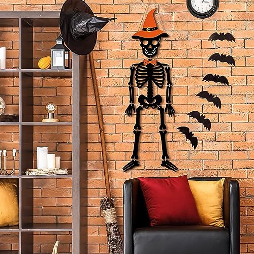 61Ho-N+FzhL._AC_ Skeleton Halloween Door Hanger Skull Wooden Sign Halloween Skeleton Decorations Door Hanger Sign Rustic Halloween Front Door Hanger for Scary Halloween Front Door Wall Decorations
