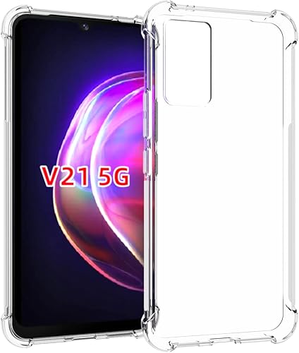 USTIYA Funda para Vivo V21 5G transparente TPU cuatro esquinas funda protectora transparente suave
