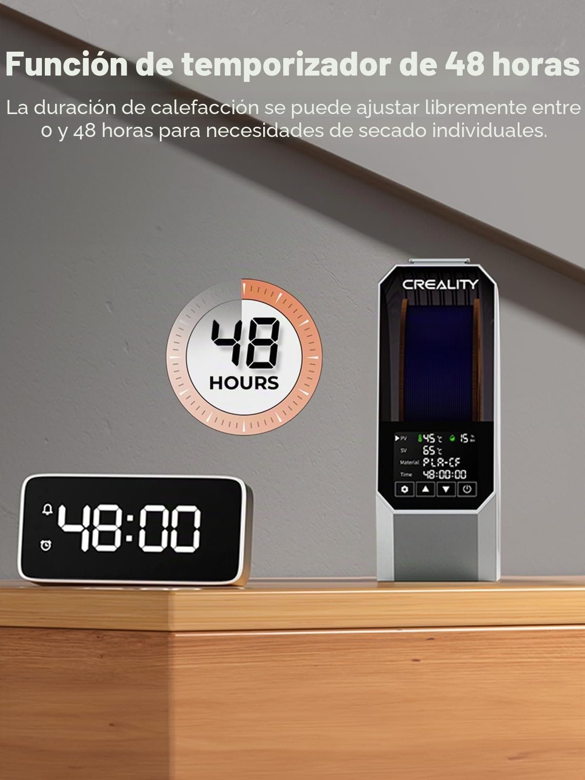 Creality Space PI Filament-Trocknerbox Upgraded Edition, accesorio original Creality con calefacción y ventilador completos de 360°, indicador de humedad en tiempo real para filamento de 1,75/2,85 mm