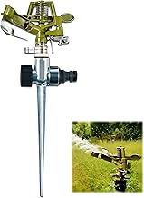 Hillylolly Arroseur à Impulsion, 20-360° Arroseur à Pulsation Metal, Arroseur de Pelouse, Arroseur de Jardin Rotatif 360, Asperseur Arrosage Automatique pour Arroser Les Plantes Fleurs Légumes