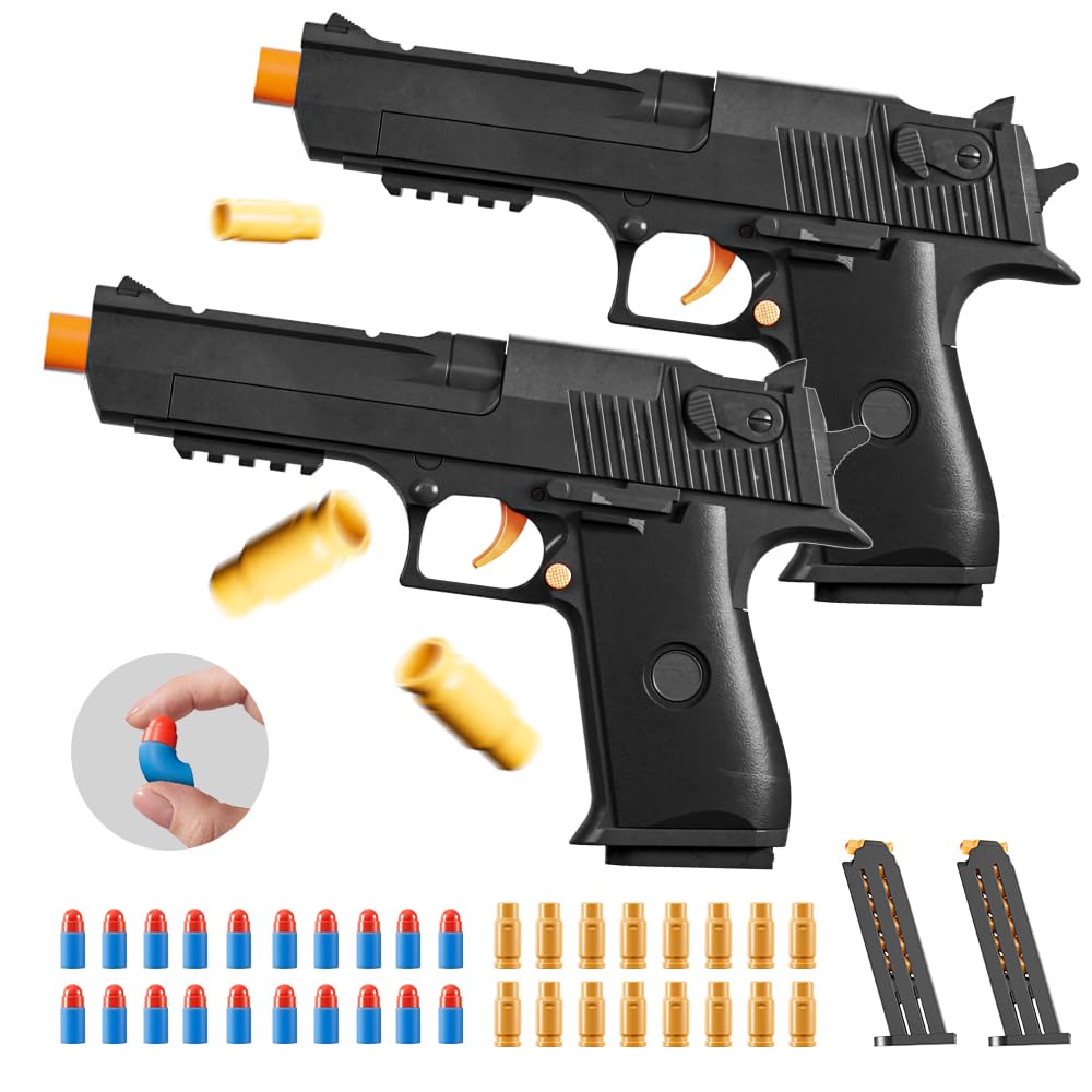 Photo 1 of 2Pack M1911 EVA Soft Foam Ejection Toy Blaster, Shooting with Foam Darts, Shooting Games, Backyard Fun and Outdoor Games, Education Toy Model for Boys Girls Halloween Christmas Ages 8+ (Black+Black-D)