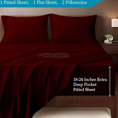 Miniatura 3 de Sábanas divididas tamaño King para cama ajustable (5 piezas) - Sábanas divididas ajustables - 400 hilos 100% algodón egipcio - Sábanas bajeras de 18