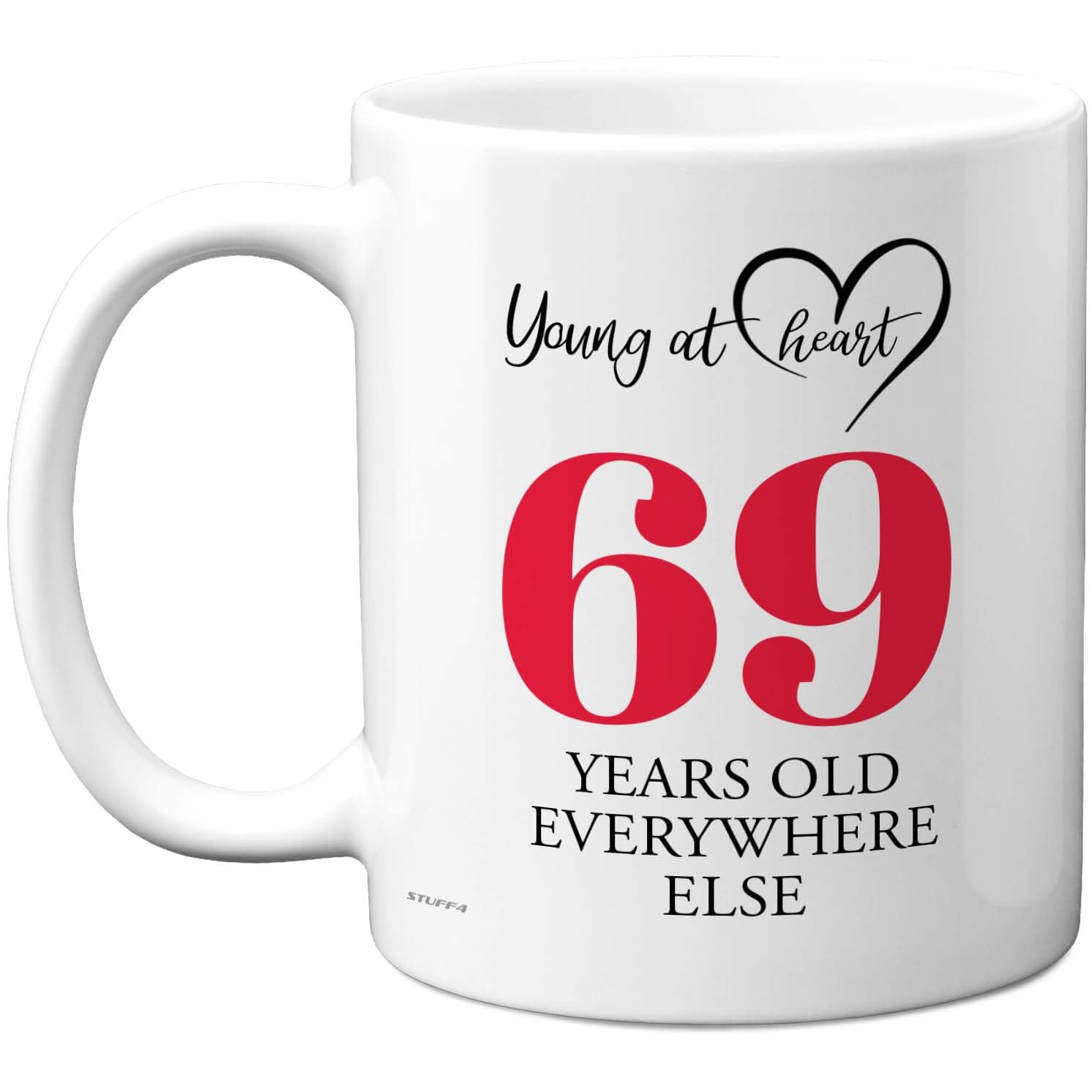 69th Birthday Gifts for Women Men, Cheeky Novelty Mug Young at Heart, Gag Joke Gifts, Perfect Funny Mugs for Sixty-Nine Sixty-Ninth Birthday Present, 11oz Ceramic Coffee Mugs