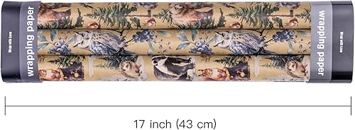 Vista 82 de WRAPAHOLIC Rollo de papel kraft de regalo de Navidad, mini rollo, 3 rollos, 17 x 120 pulgadas por rollo, colección navideña de alce de acuarela