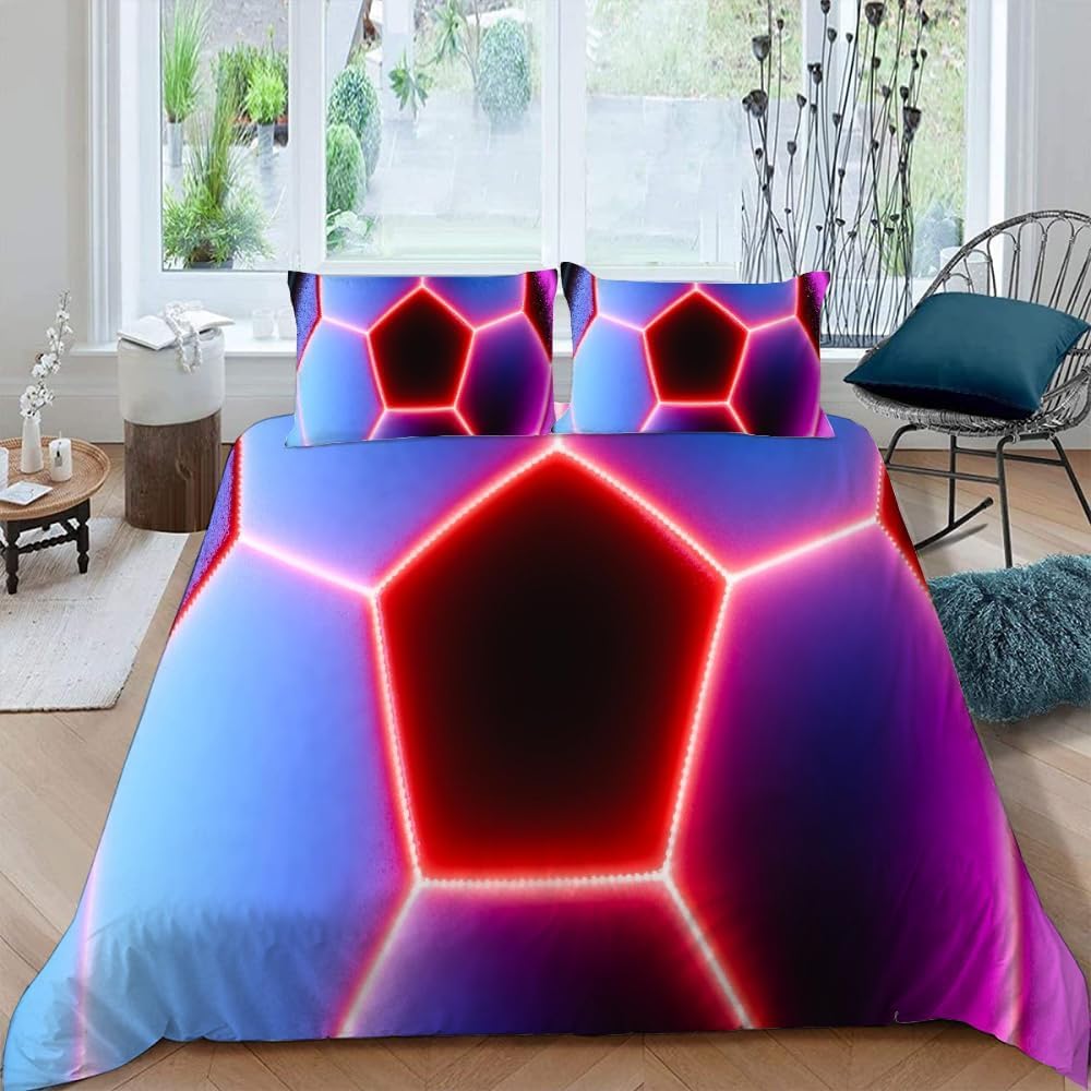 Komplet pościeli 220 x 240 cm, wzór plastra miodu, miękka pościel z mikrofibry, nadruk 3D, fajne geometryczne kształty, 3-częściowy poszwa na kołdrę z zamkiem błyskawicznym i 2 poszewki na poduszkę 80