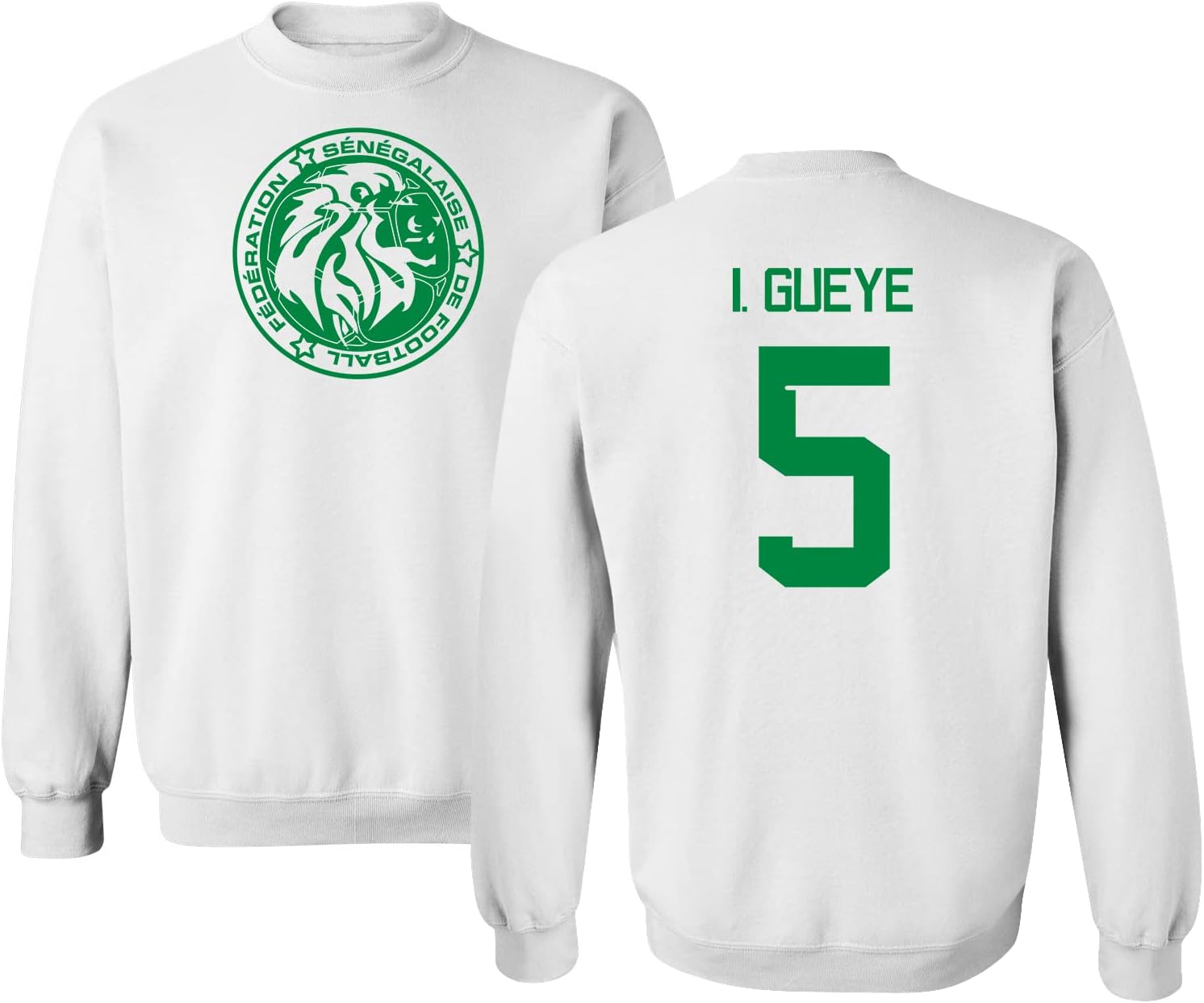 FLAURA Senegal Soccer #5 Gueye World Football Fans Adult Crewneck Sweater