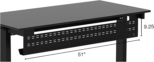 Vista 5 de Bandeja de gestión de cables para debajo del escritorio, cable de computadora horizontal negro y panel frontal