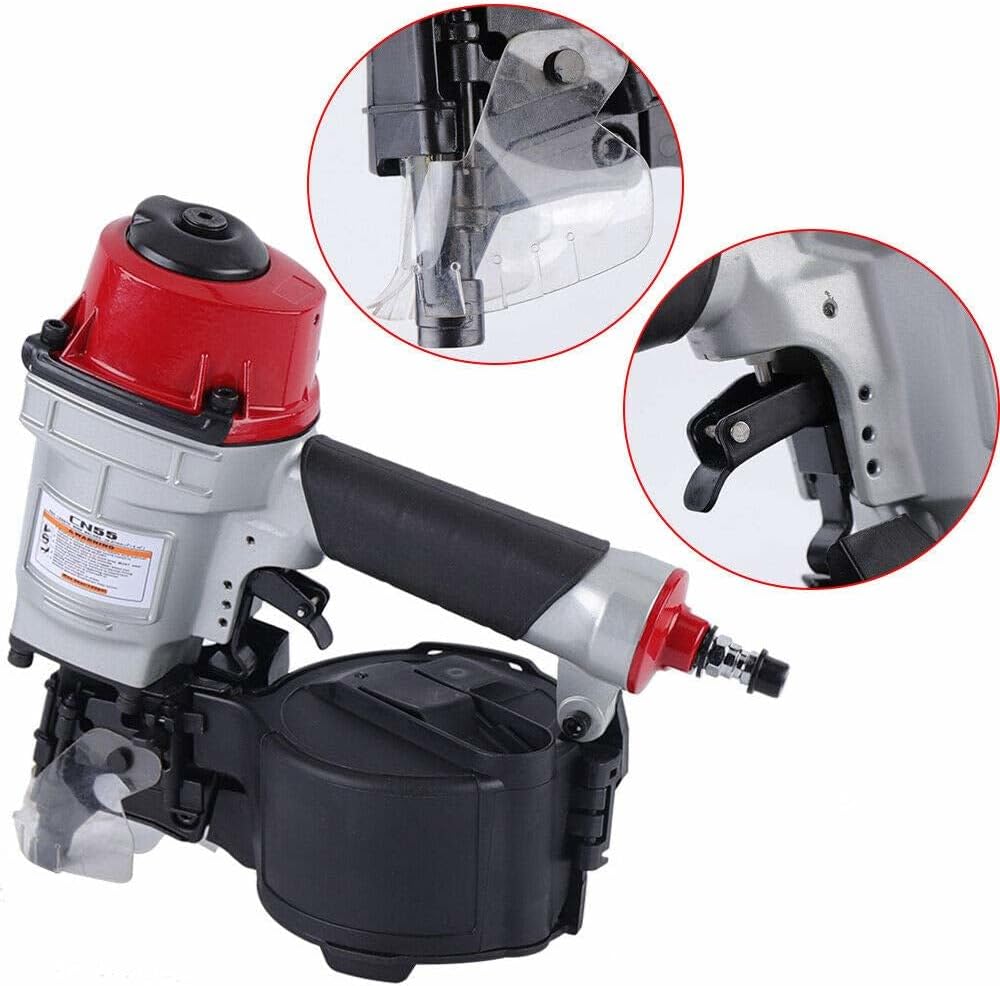 CN55 Coil Nailer Pneumatic Air Nail Gun Suit for Wooden Furniture Fences Plywood
