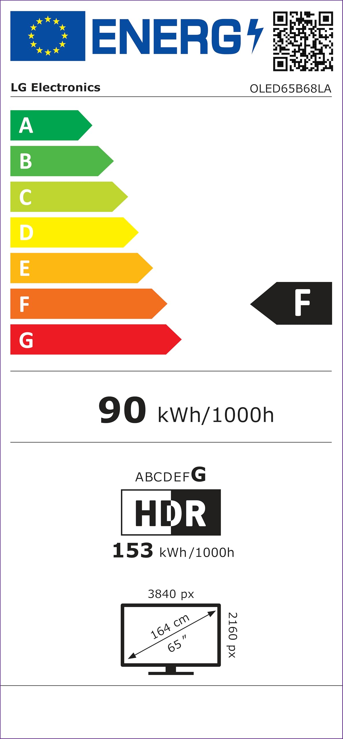 LG OLED65B68LA TV 65 Zoll (165 cm) 4K OLED AI TV (α8 Gen3 4K AI Prozessor, webOS 26, 120Hz (VRR bis zu 120Hz)) [Modelljahr 2026] [Energieklasse F]